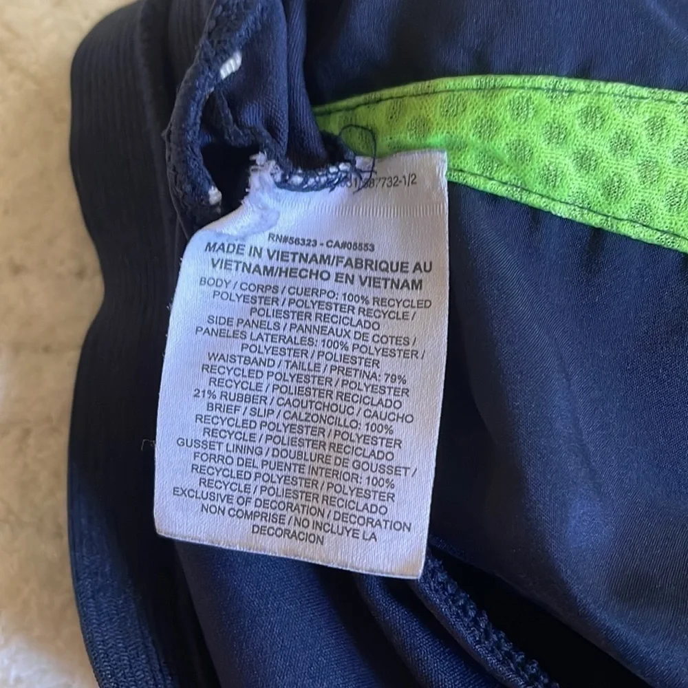 Nike Dri Fit Running Athletic Women medium Navy Green Inner Liner Pull On Short - Picture 10 of 11